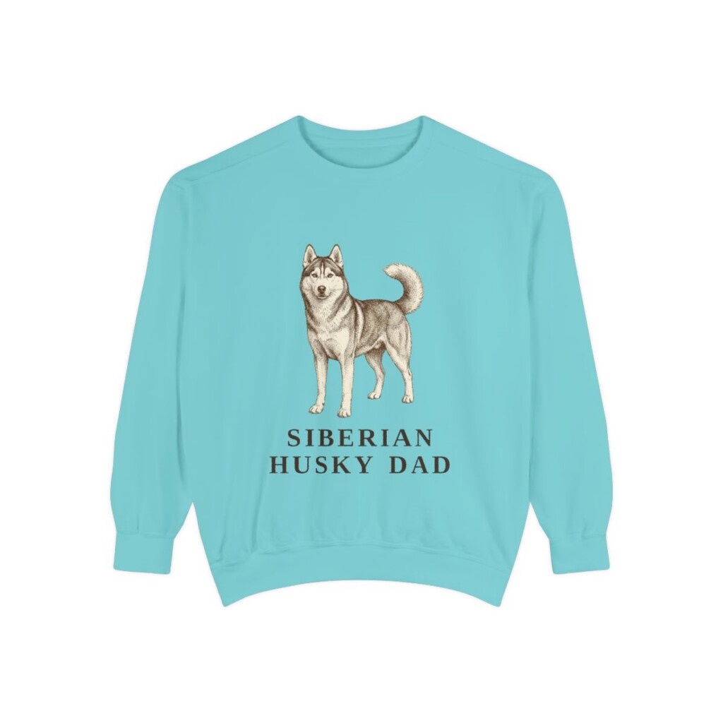 siberian-husky-sweatshirt-dad-chalky-mint Siberian Husky Dad Sweatshirt, Chalky Mint, front view