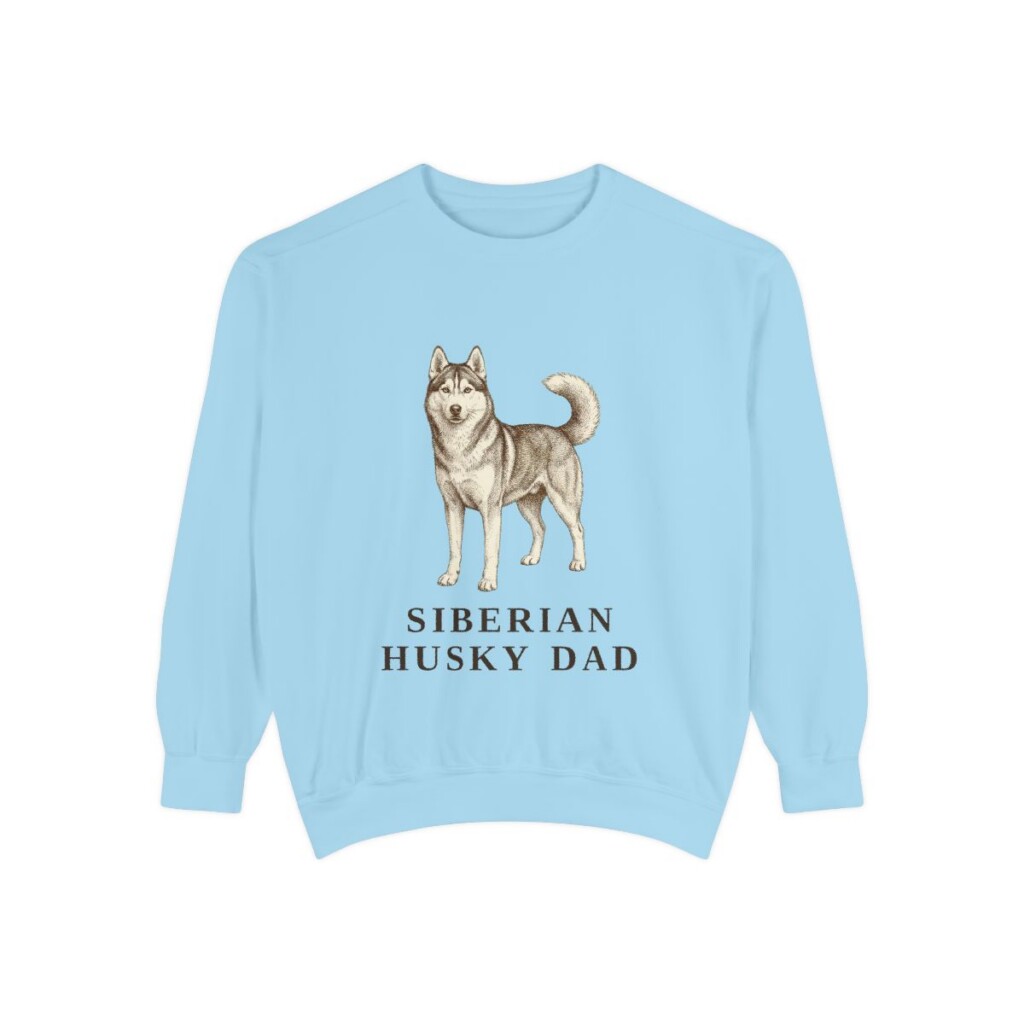 siberian-husky-sweatshirt-dad-chambray Siberian Husky Dad Sweatshirt, Chambray, front view