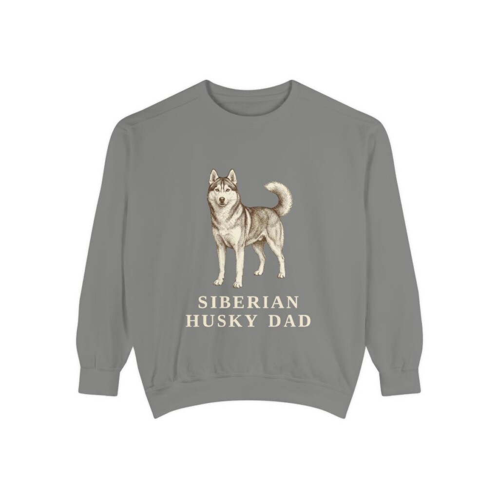 siberian-husky-sweatshirt-dad-grey Siberian Husky Dad Sweatshirt, Grey, front view