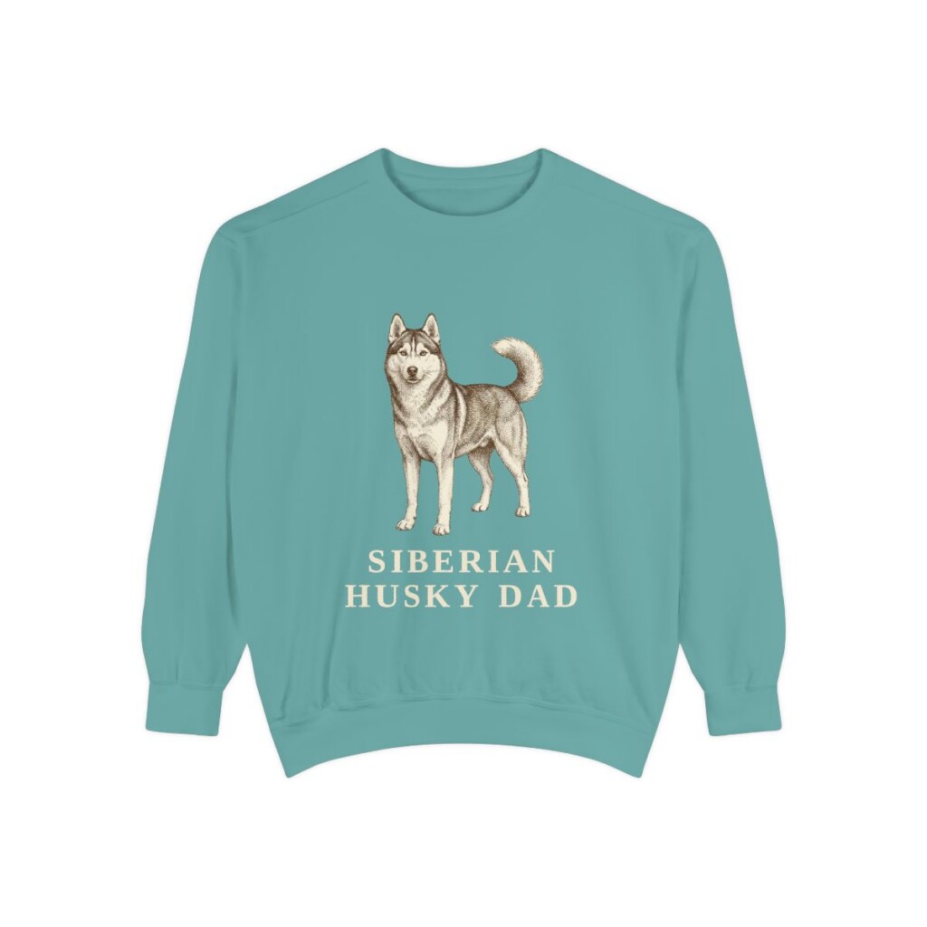 siberian-husky-sweatshirt-dad-seafoam Siberian Husky Dad Sweatshirt, Seafoam, front view