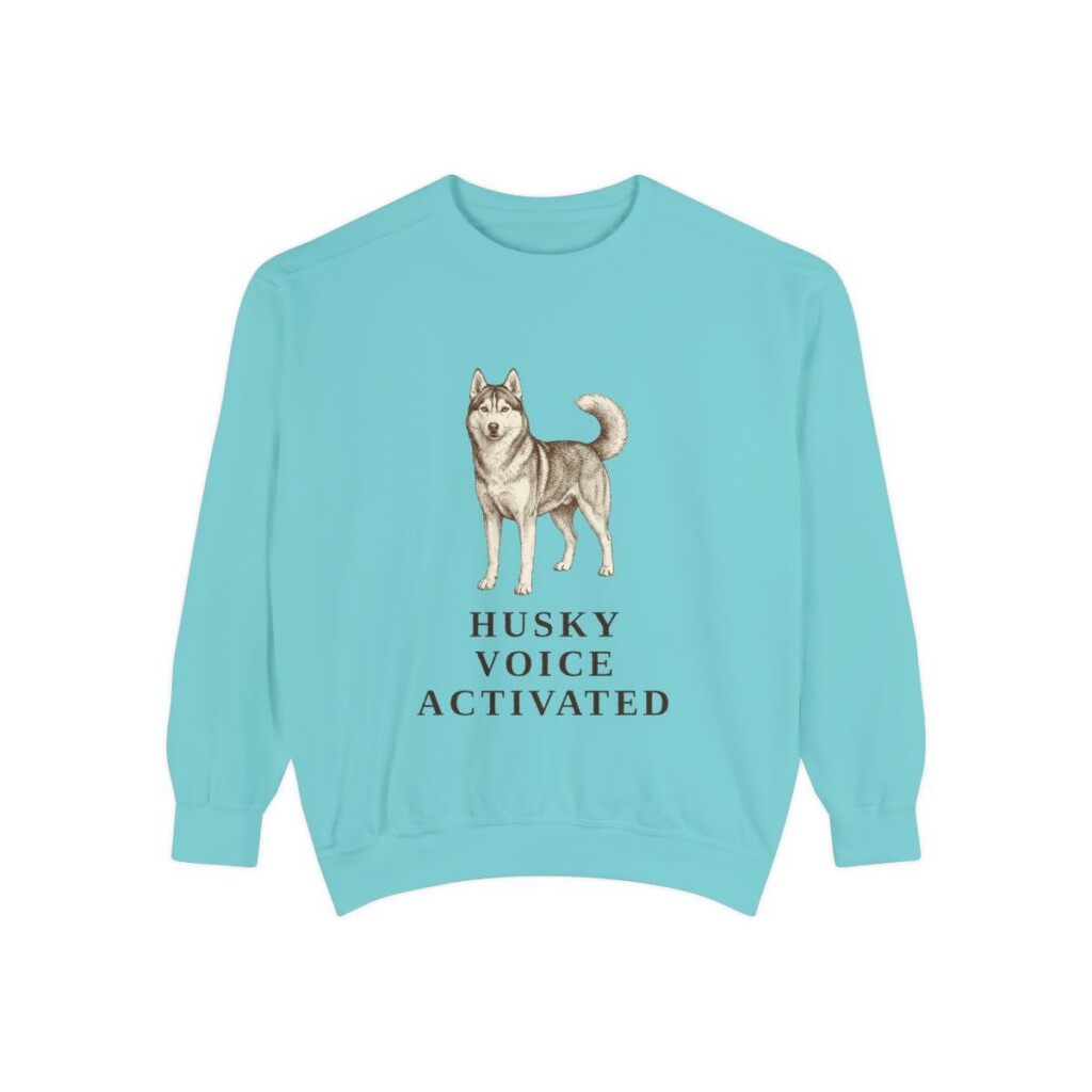 Siberian Husky Humor Sweatshirt, Chalky Mint, front view
