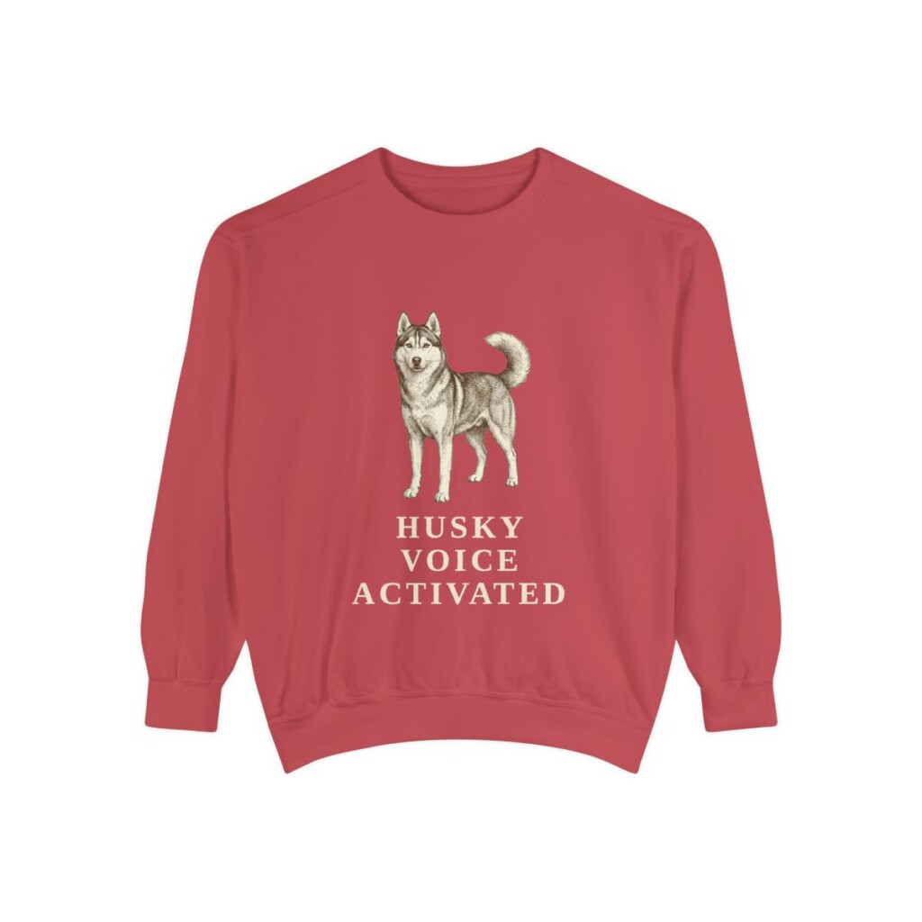 Siberian Husky Humor Sweatshirt, Crimson, front view