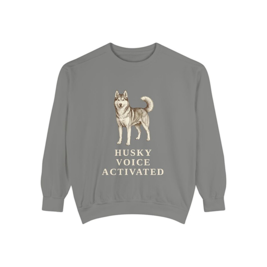 Siberian Husky Humor Sweatshirt, Grey, front view