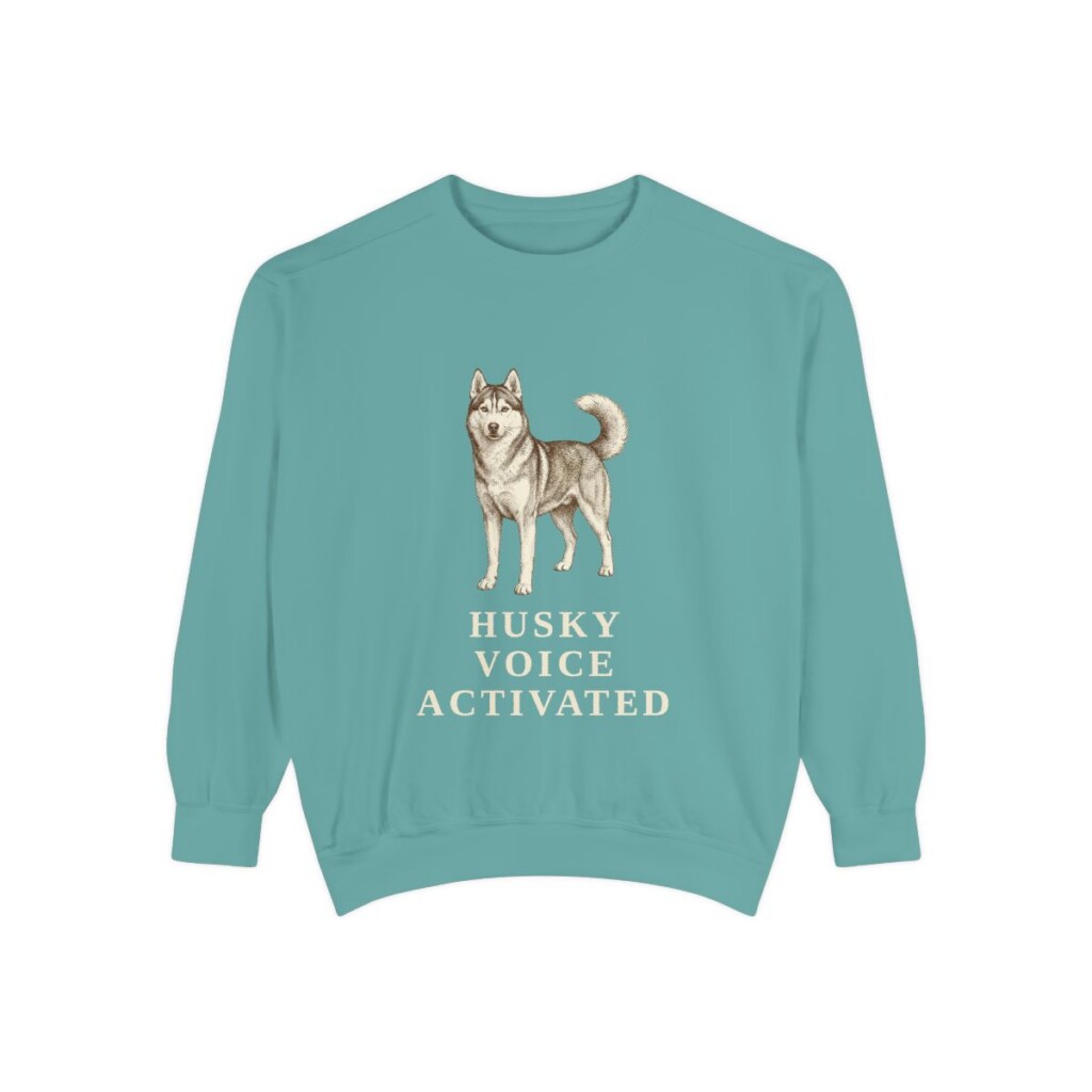 Siberian Husky Humor Sweatshirt, Seafoam, front view