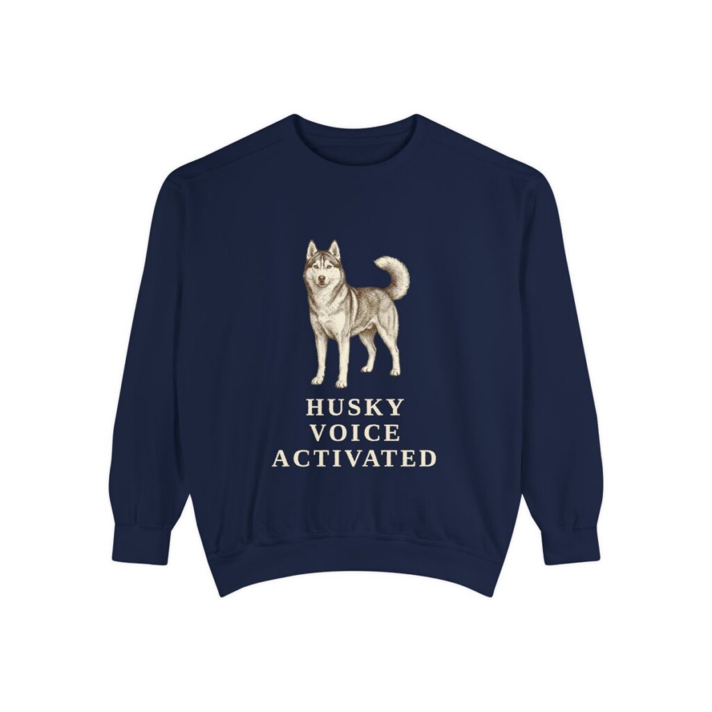 Siberian Husky Humor Sweatshirt, True Navy, front view