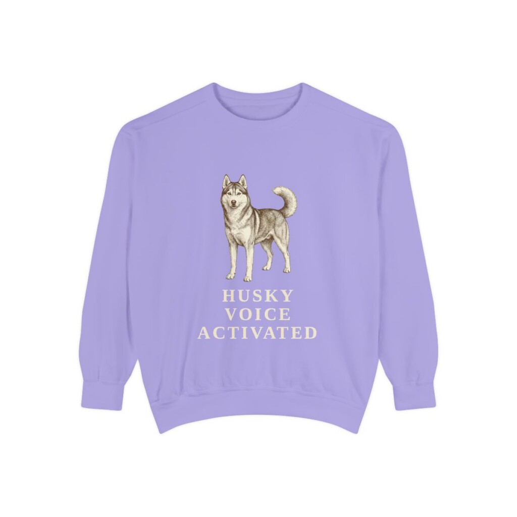 Siberian Husky Humor Sweatshirt, Violet, front view