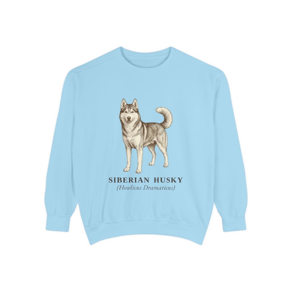 Siberian Husky Latin Sweatshirt, Chambray, front view