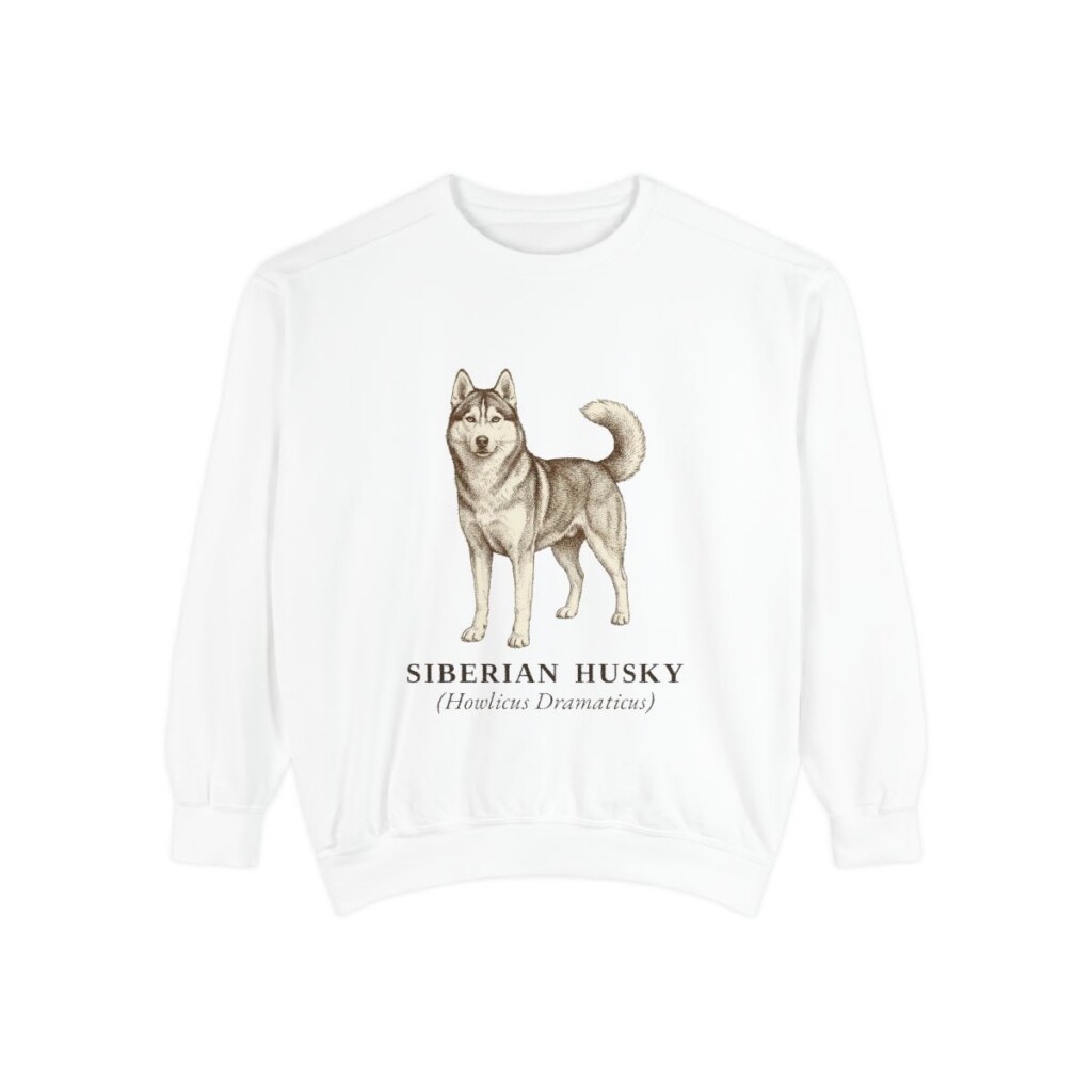 Siberian Husky Latin Sweatshirt, White, front view