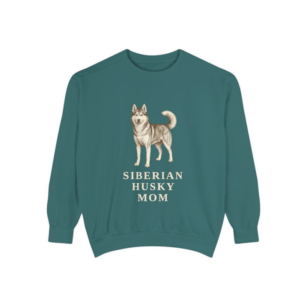 Siberian Husky Mom Sweatshirt, Blue Spruce, front view