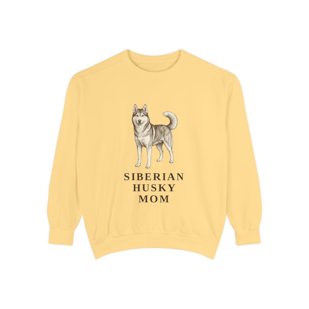Siberian Husky Mom Sweatshirt, Butter, front view