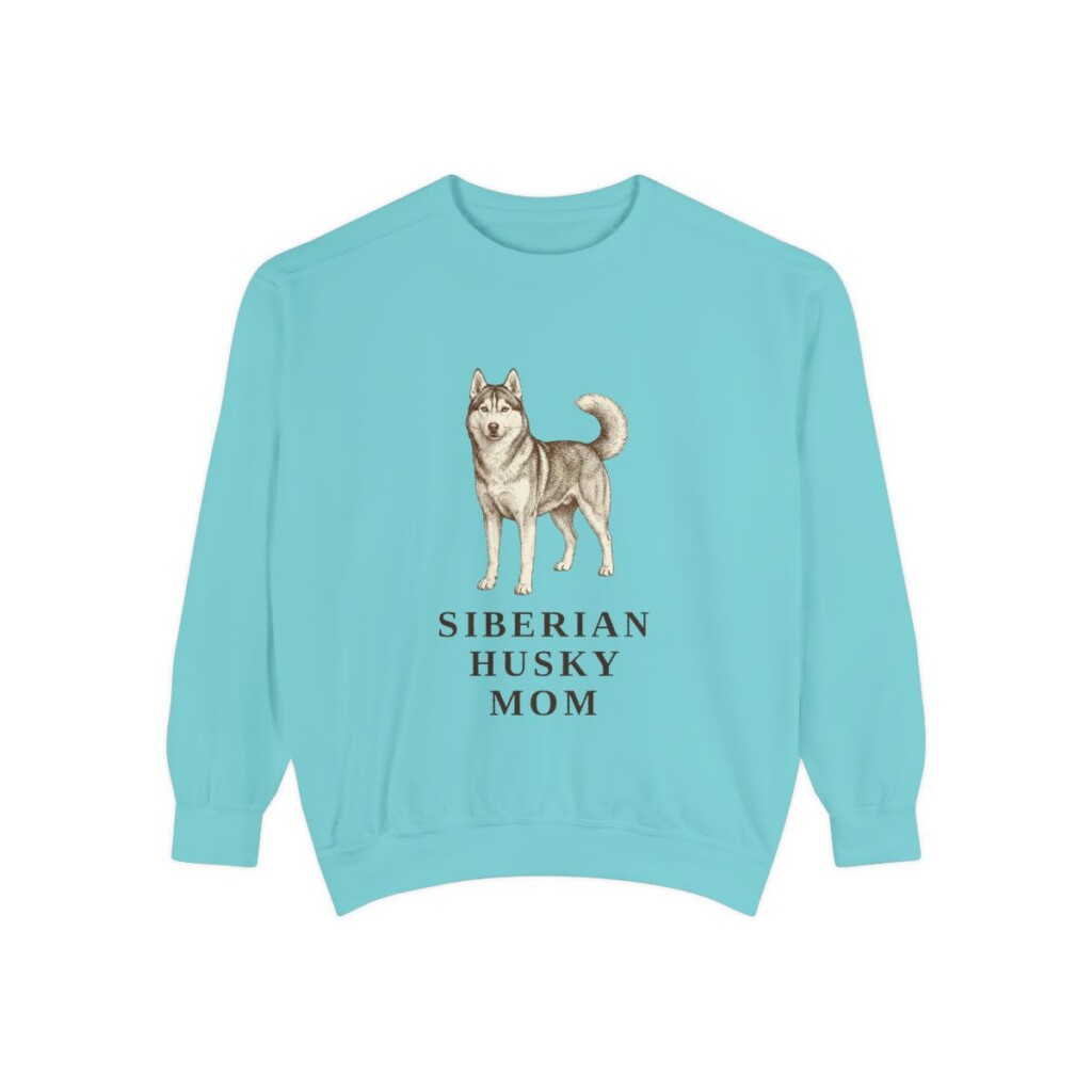 Siberian Husky Mom Sweatshirt, Chalky Mint, front view