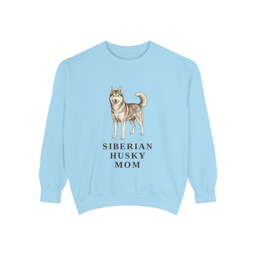 Siberian Husky Mom Sweatshirt, Chambray, front view