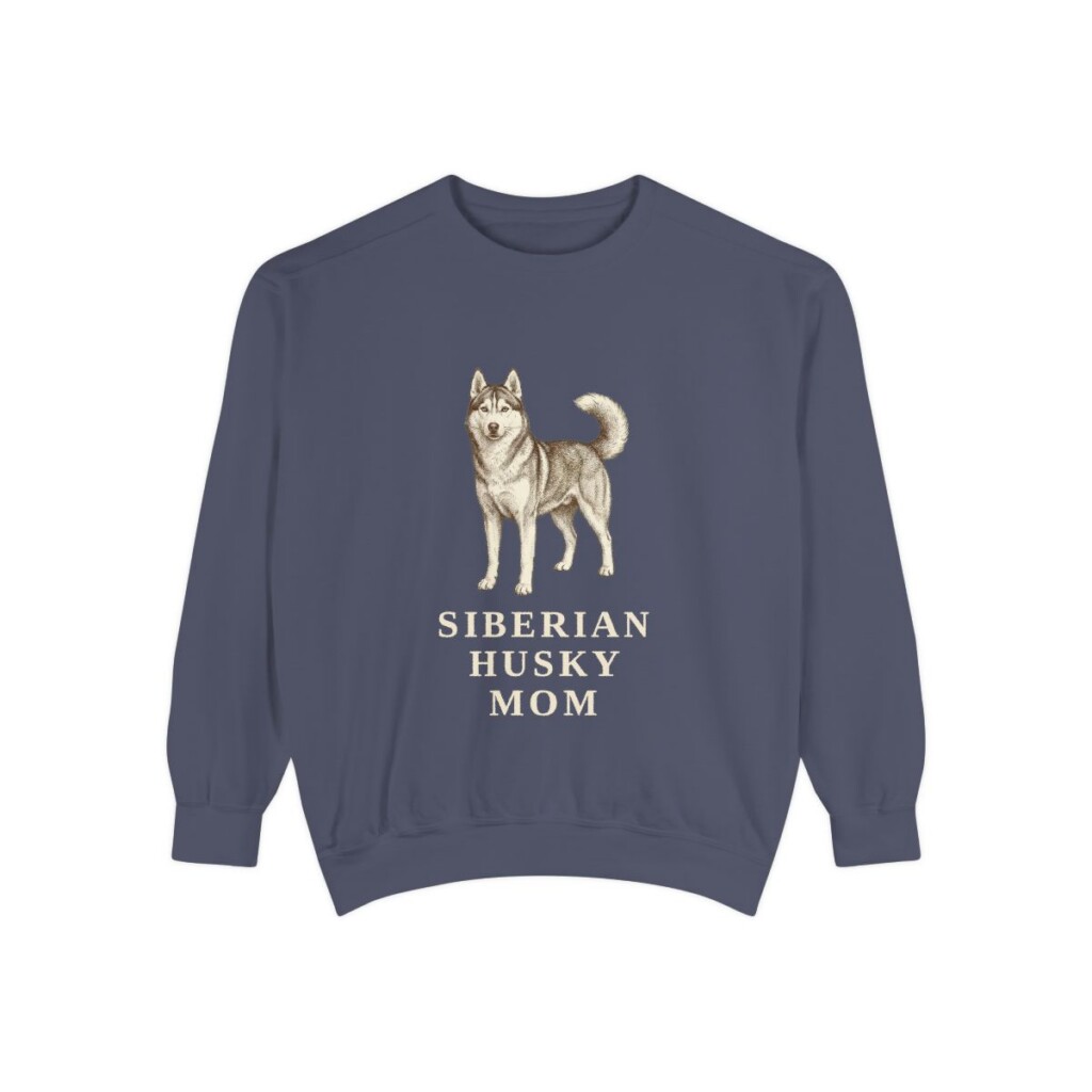 Siberian Husky Mom Sweatshirt, Denim, front view