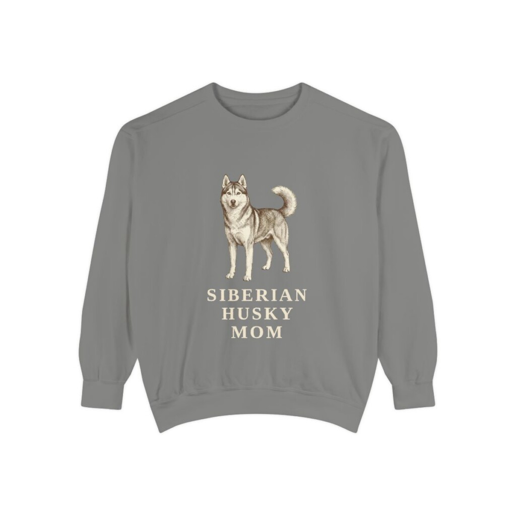 Siberian Husky Mom Sweatshirt, Grey, front view