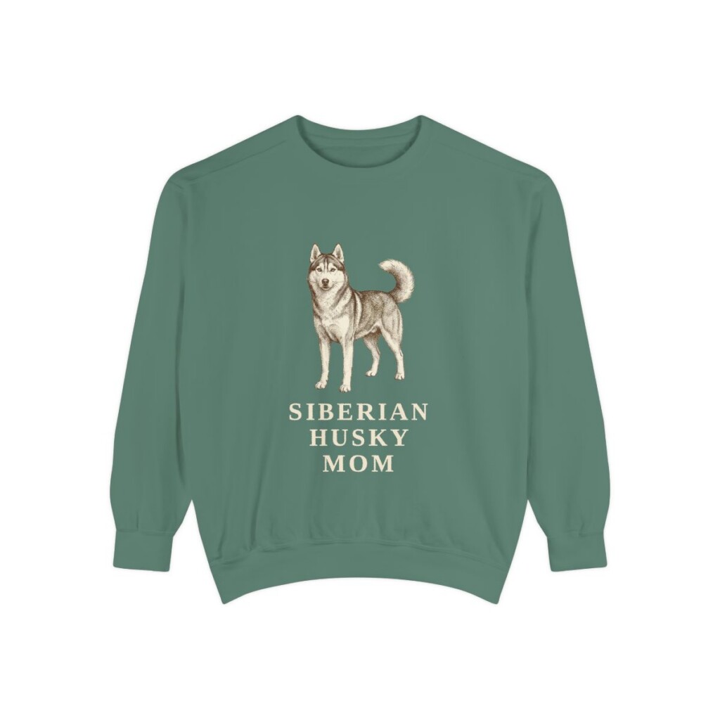 Siberian Husky Mom Sweatshirt, Light Green, front view