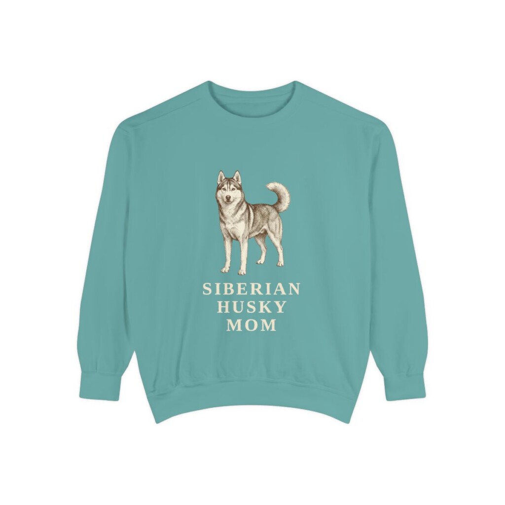 Siberian Husky Mom Sweatshirt, Seafoam, front view