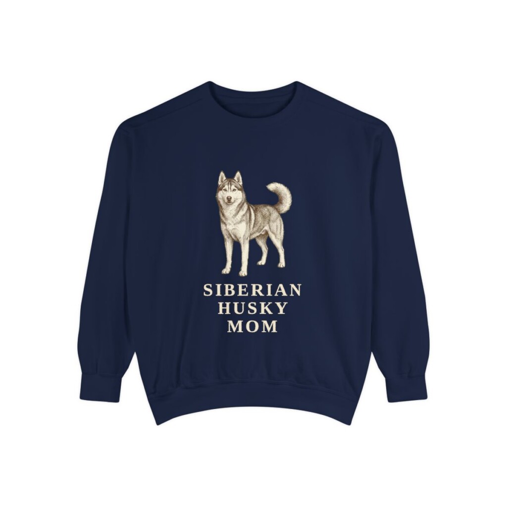 Siberian Husky Mom Sweatshirt, True Navy, front view