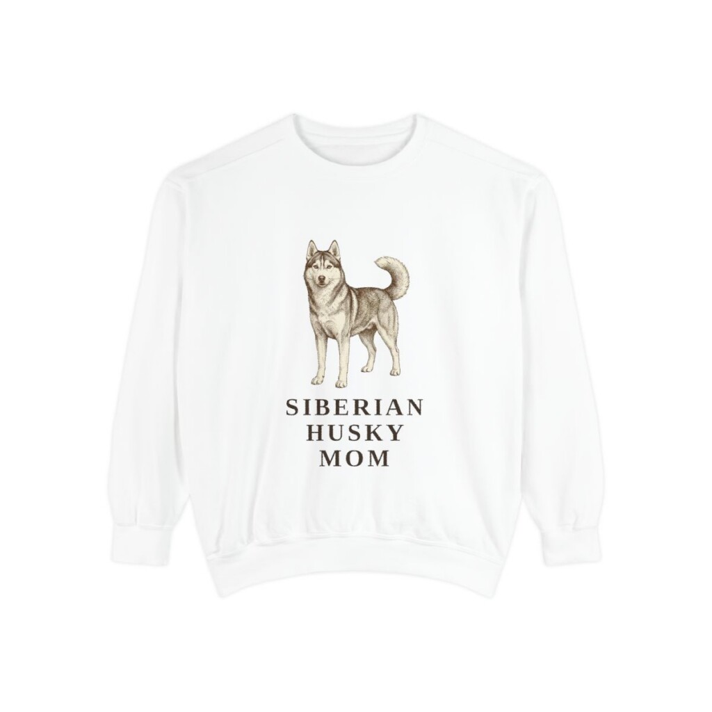 Siberian Husky Mom Sweatshirt, White, front view