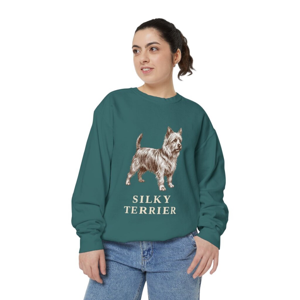 Silky Terrier Sweatshirt, Blue Spruce, person 2 front