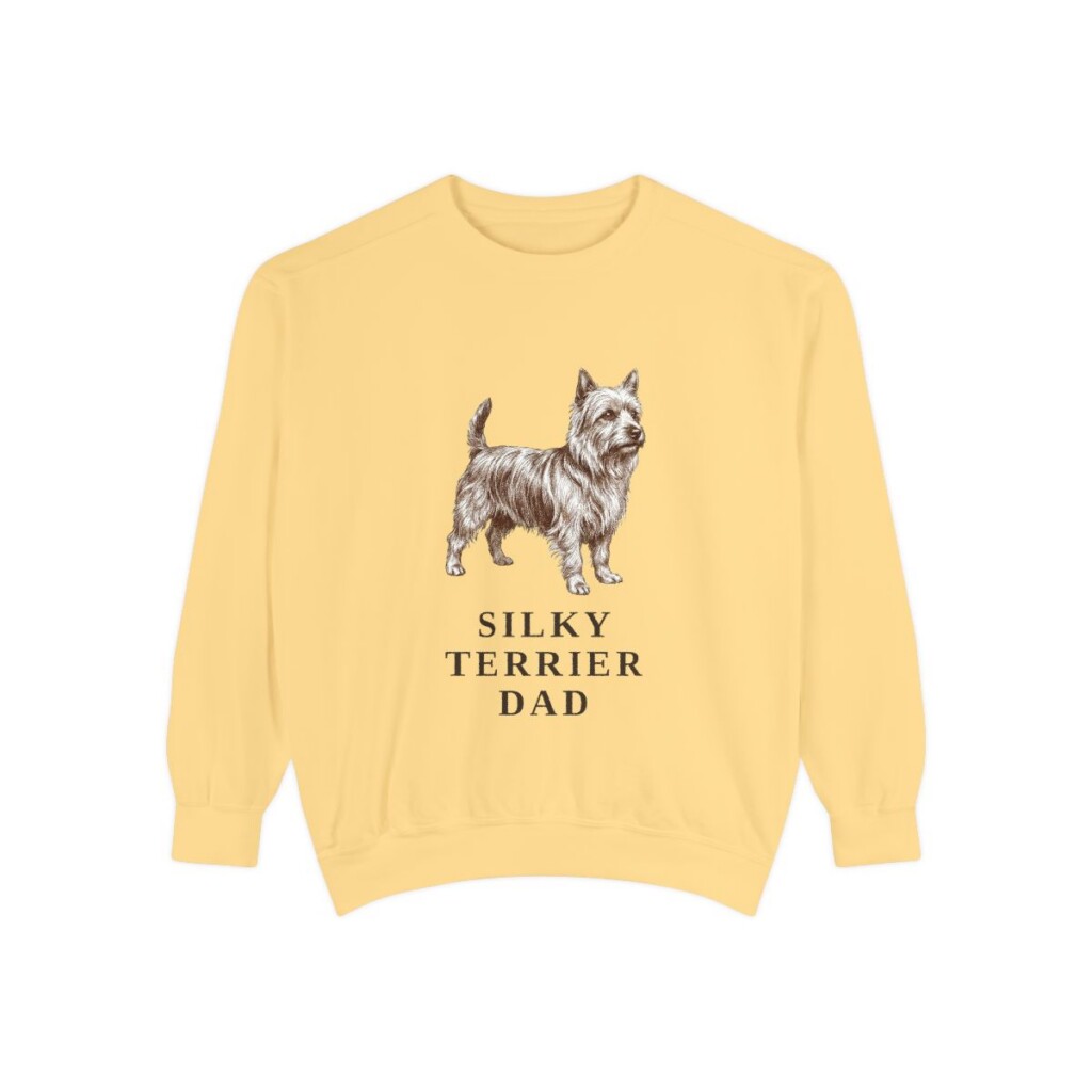 Silky Terrier Dad Sweatshirt, Butter, front view