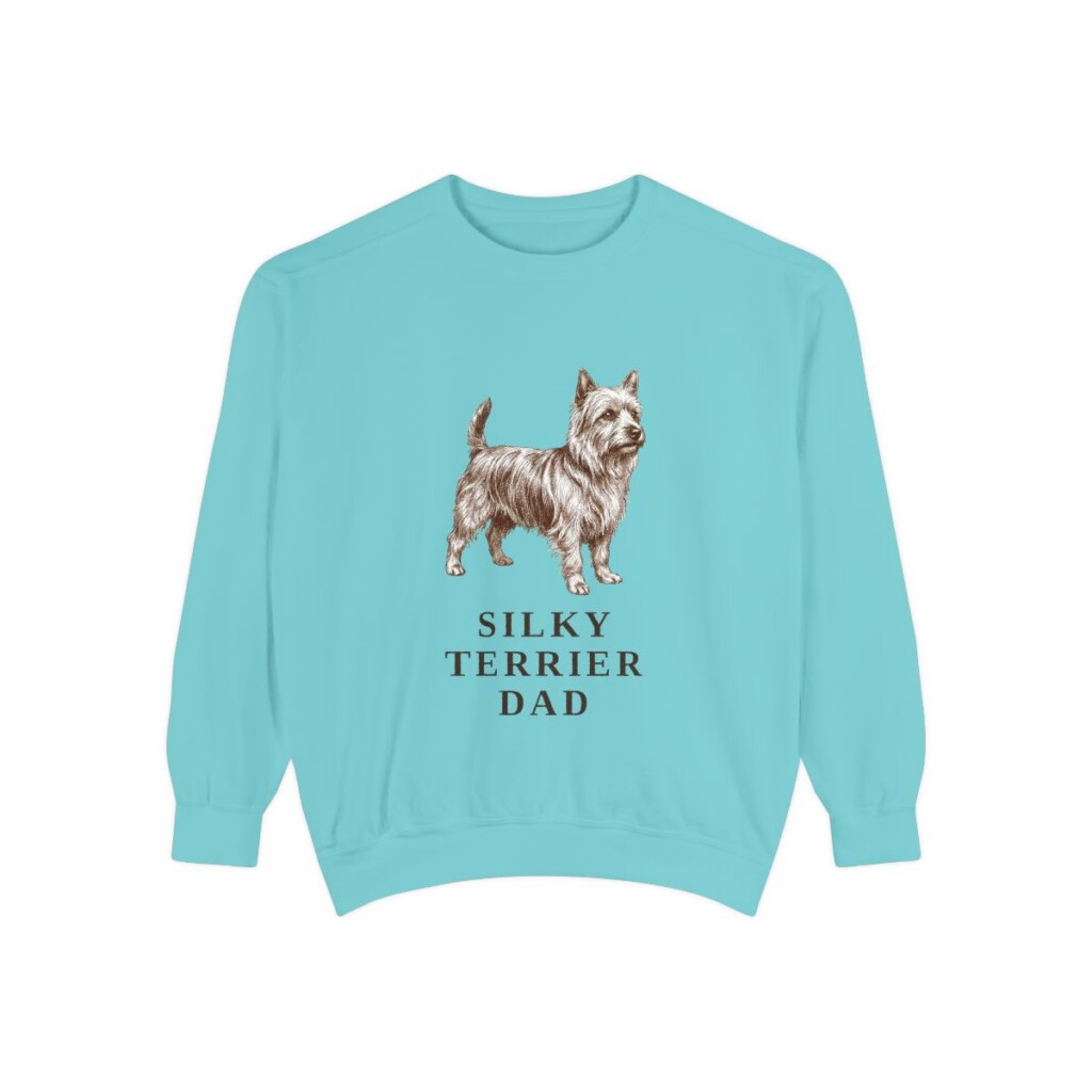 Silky Terrier Dad Sweatshirt, Chalky Mint, front view
