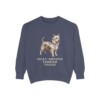 Silky Terrier Humor Sweatshirt, Denim, front view