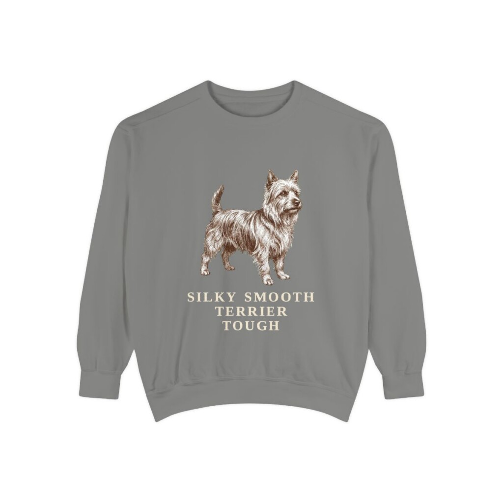 Silky Terrier Humor Sweatshirt, Grey, front view