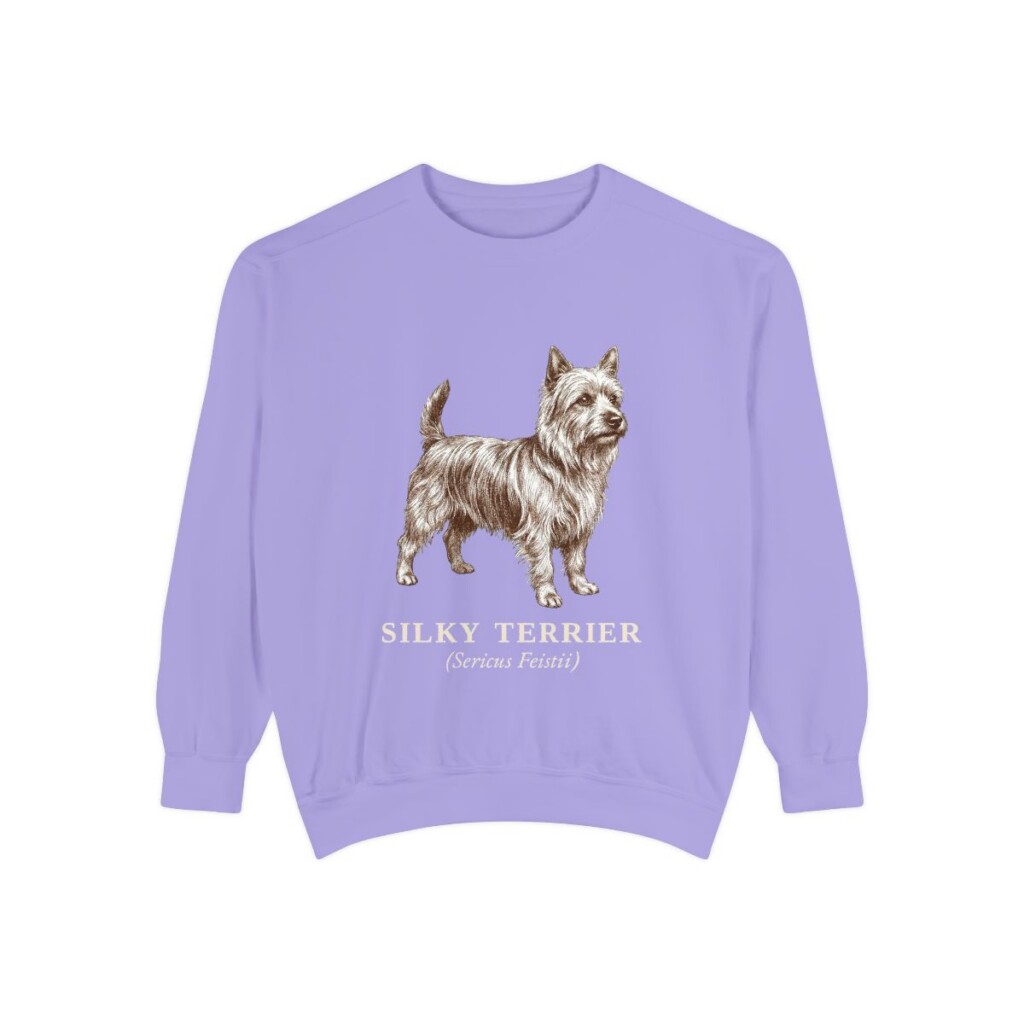 Silky Terrier Latin Sweatshirt, Violet, front view