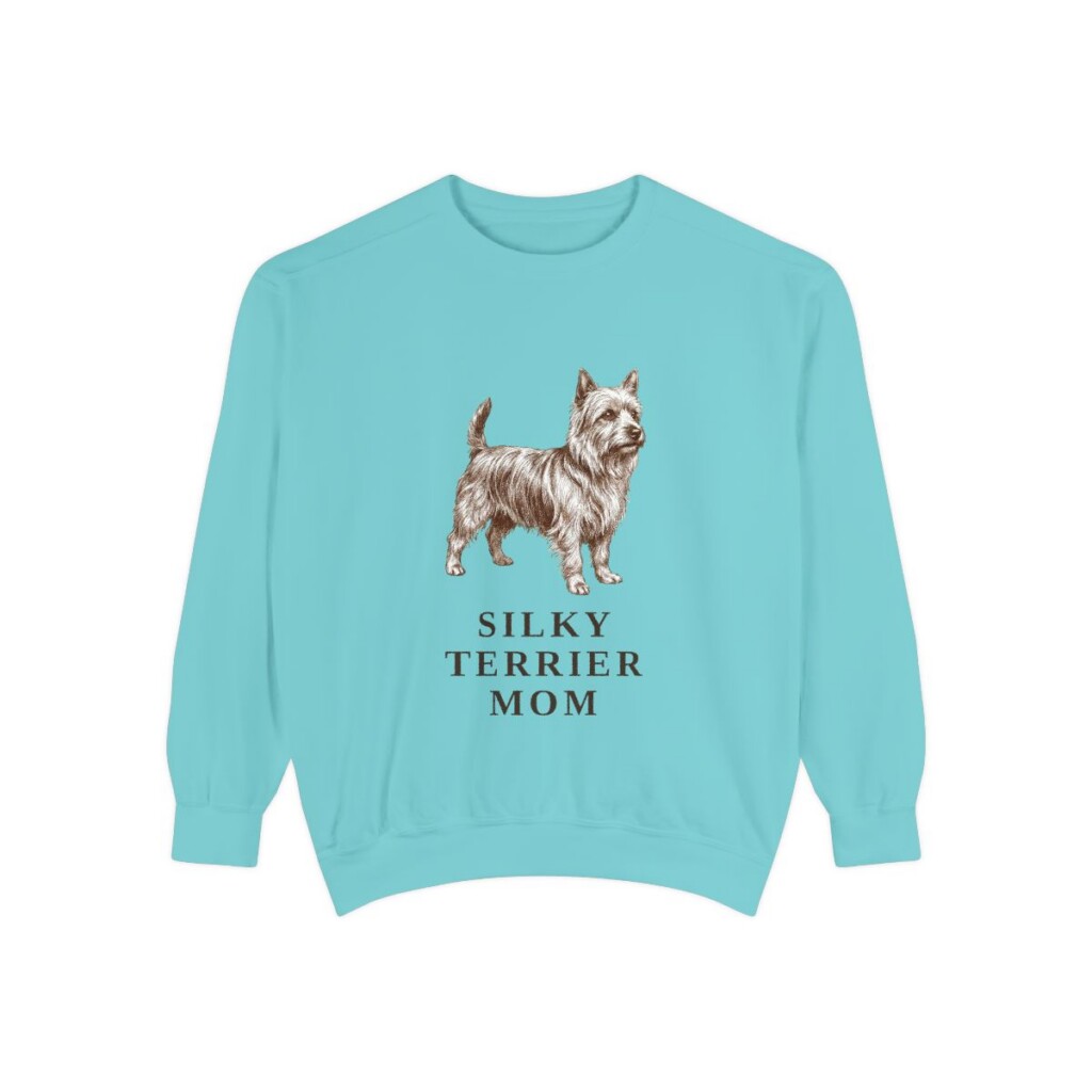 Silky Terrier Mom Sweatshirt, Chalky Mint, front view