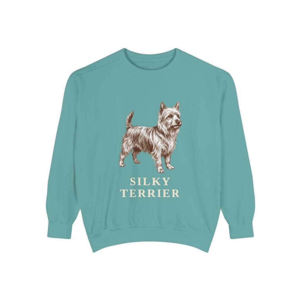 Silky Terrier Sweatshirt, Seafoam, front view