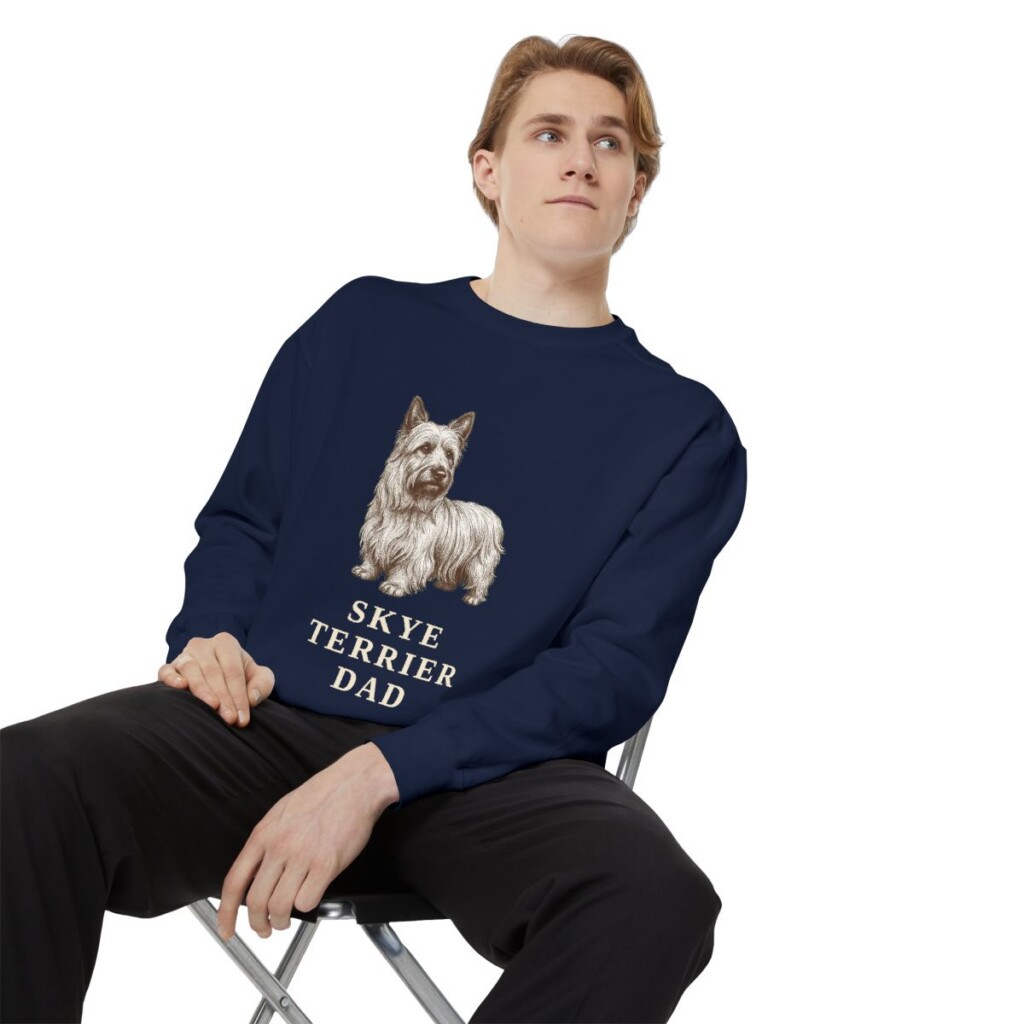 Skye Terrier Dad Sweatshirt, True Navy, person 1 context