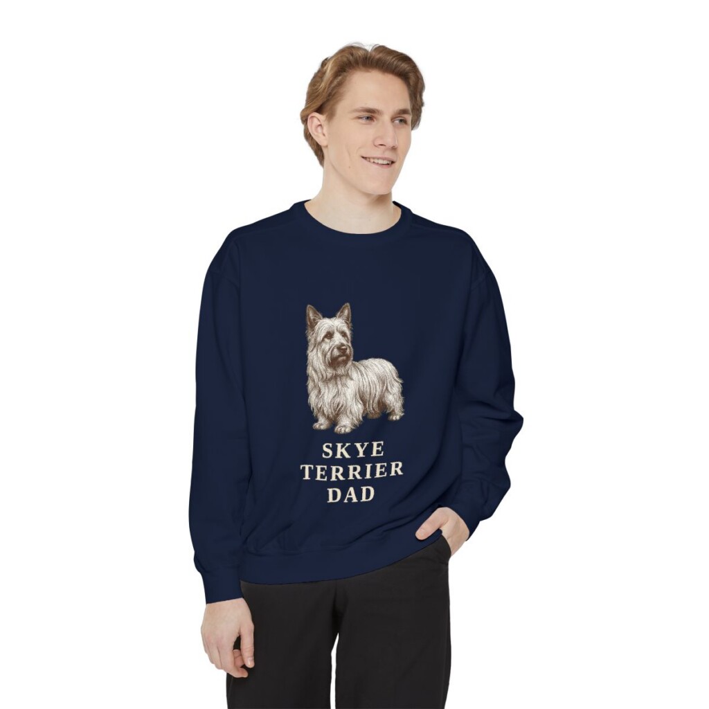 Skye Terrier Dad Sweatshirt, True Navy, person 1 front
