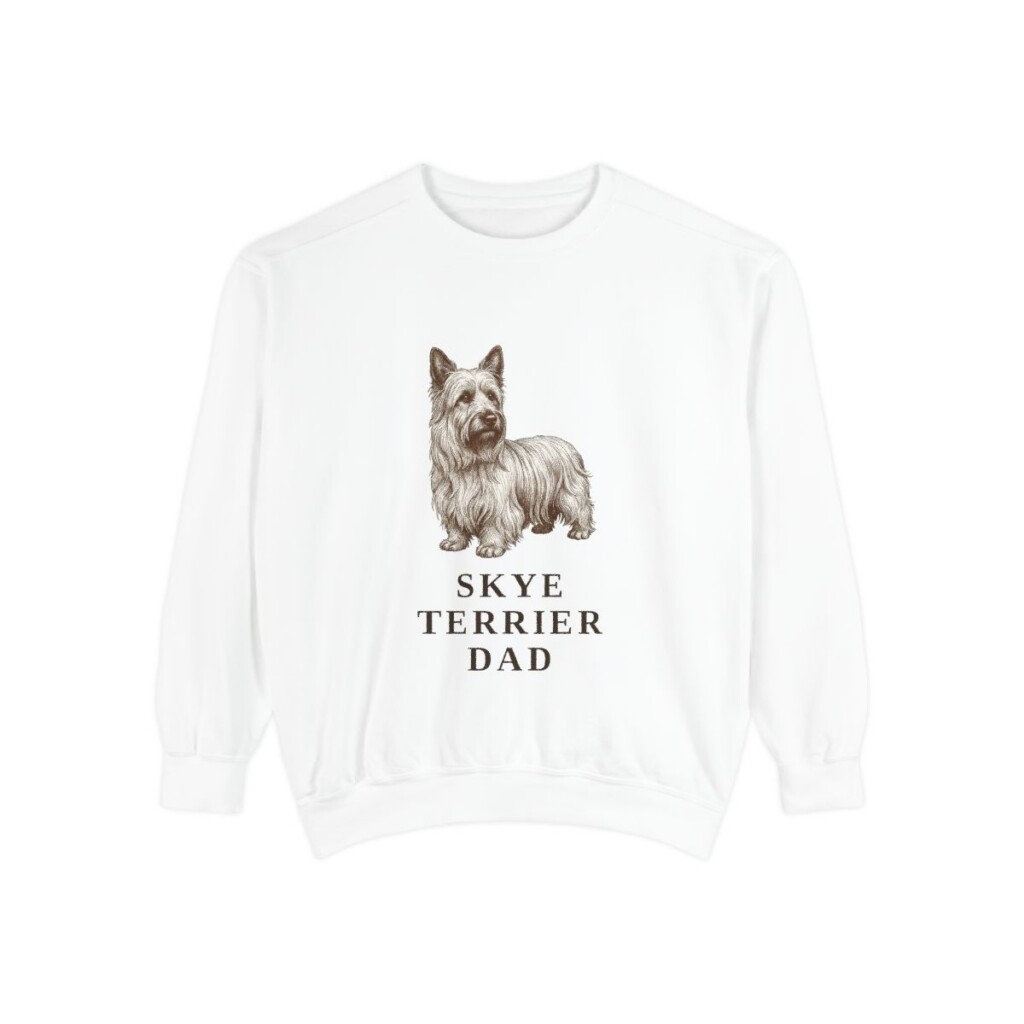 Skye Terrier Dad Sweatshirt, White, front view