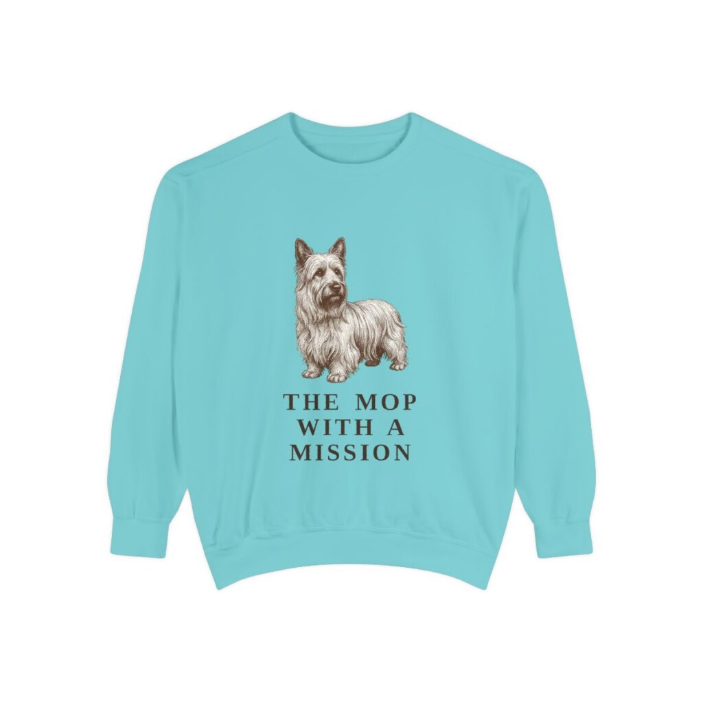 Skye Terrier Humor Sweatshirt, Chalky Mint, front view