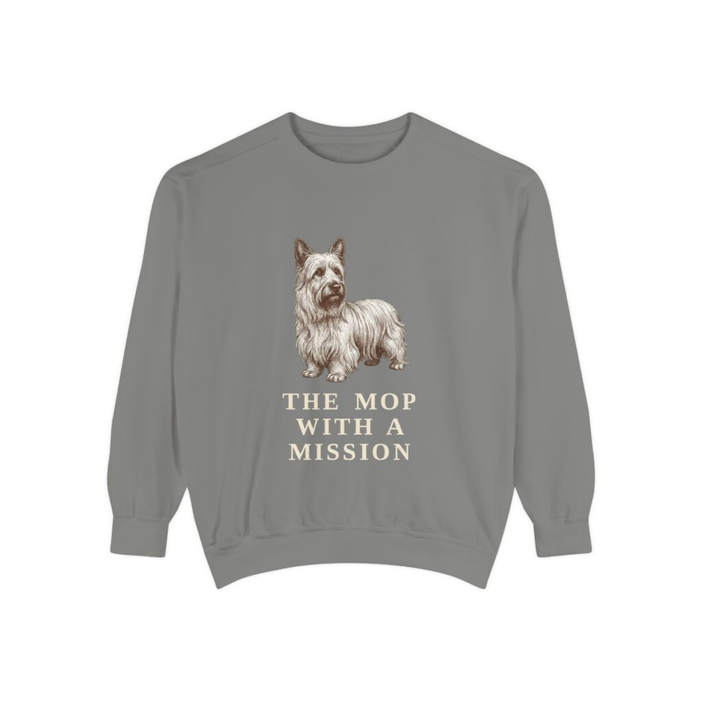 Skye Terrier Humor Sweatshirt, Grey, front view