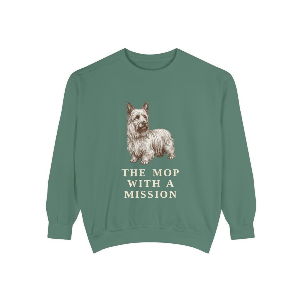 Skye Terrier Humor Sweatshirt, Light Green, front view
