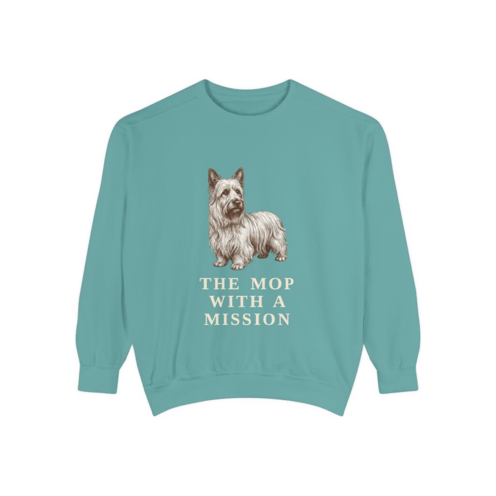 Skye Terrier Humor Sweatshirt, Seafoam, front view