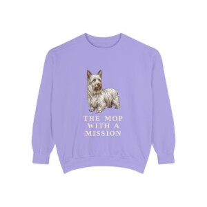 skye-terrier-sweatshirt-humor-violet Skye Terrier Humor Sweatshirt, Violet, front view