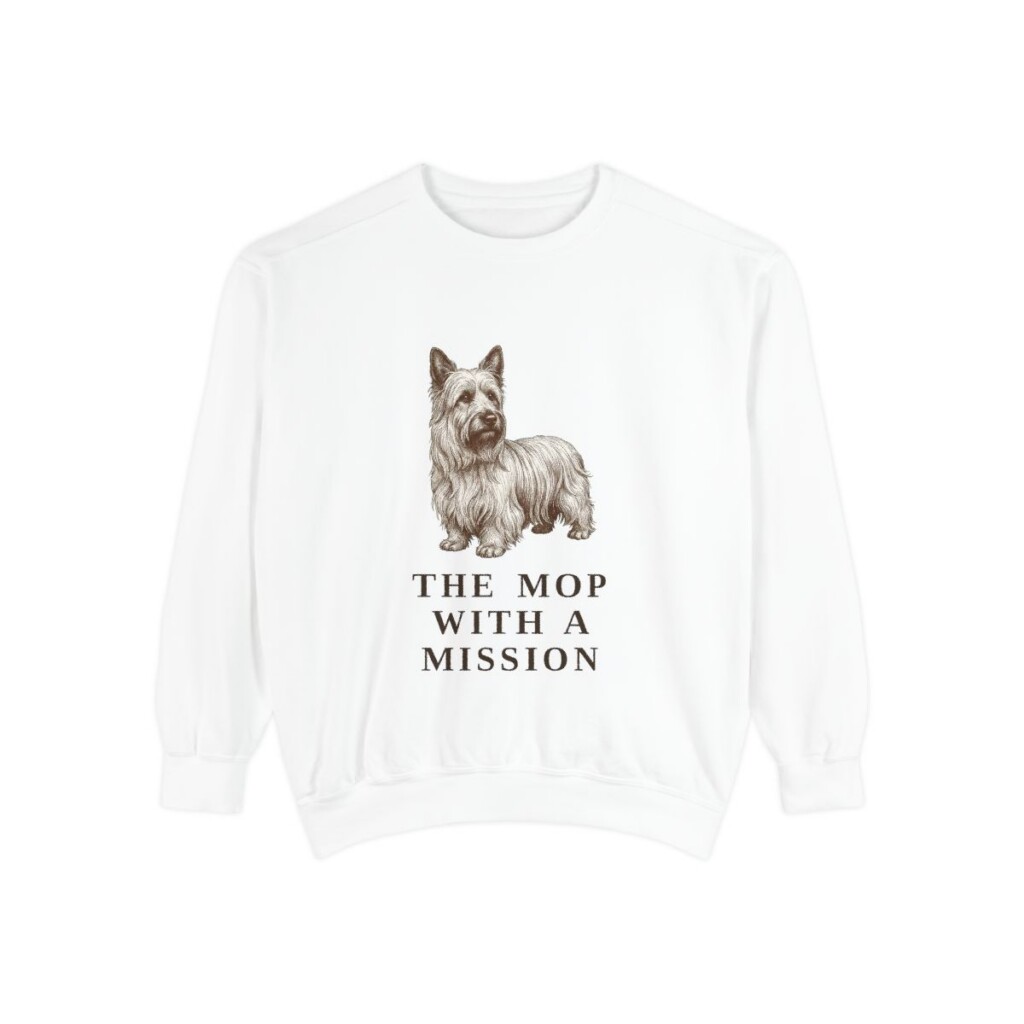 Skye Terrier Humor Sweatshirt, White, front view