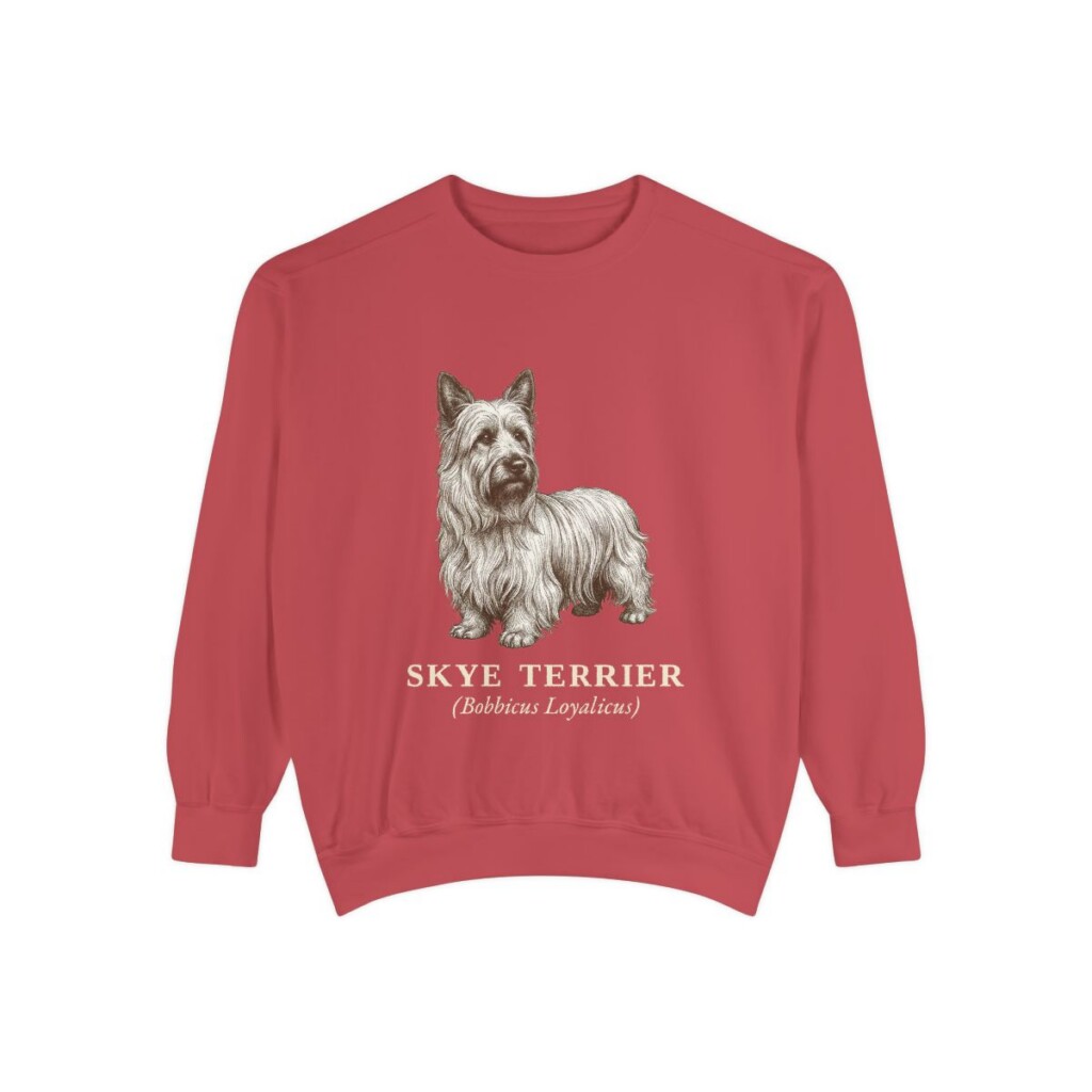 skye-terrier-sweatshirt-latin-crimson Skye Terrier Latin Sweatshirt, Crimson, front view