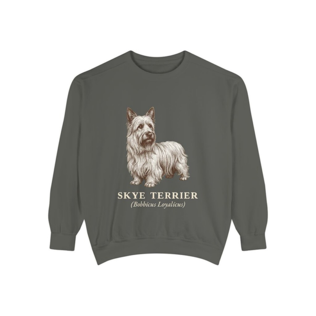 skye-terrier-sweatshirt-latin-pepper Skye Terrier Latin Sweatshirt, Pepper, front view