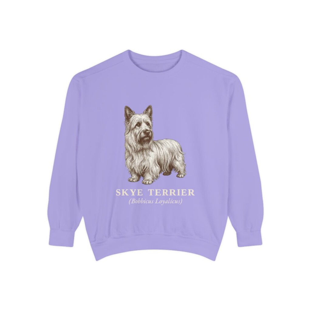 skye-terrier-sweatshirt-latin-violet Skye Terrier Latin Sweatshirt, Violet, front view