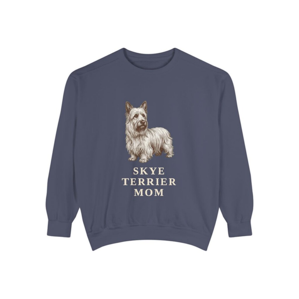 Skye Terrier Mom Sweatshirt, Denim, front view