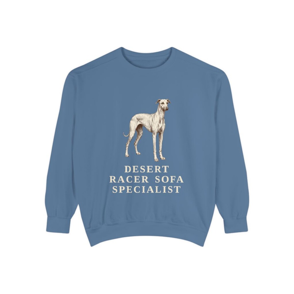Sloughi Humor Sweatshirt, Blue Jean, front view