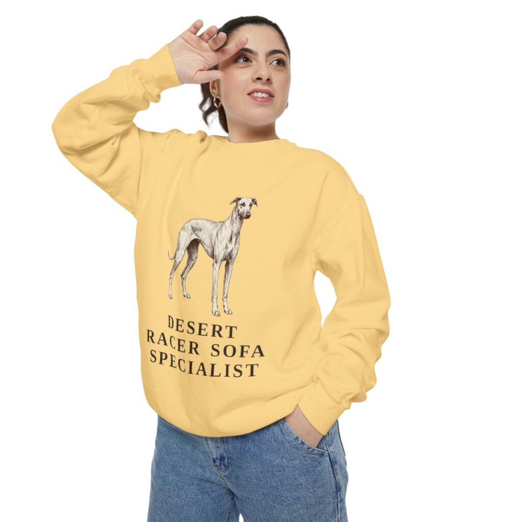 Sloughi Humor Sweatshirt, Butter, person 2 context