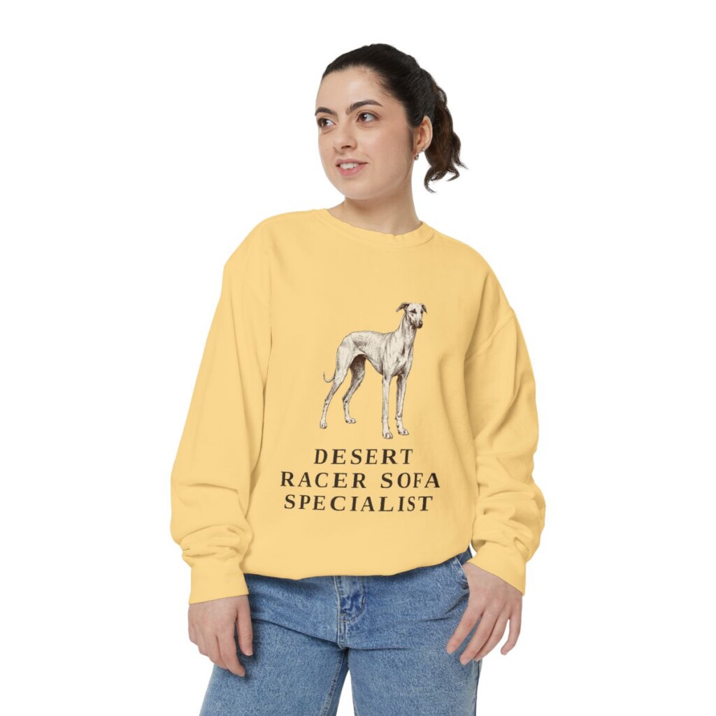 Sloughi Humor Sweatshirt, Butter, person 2 front