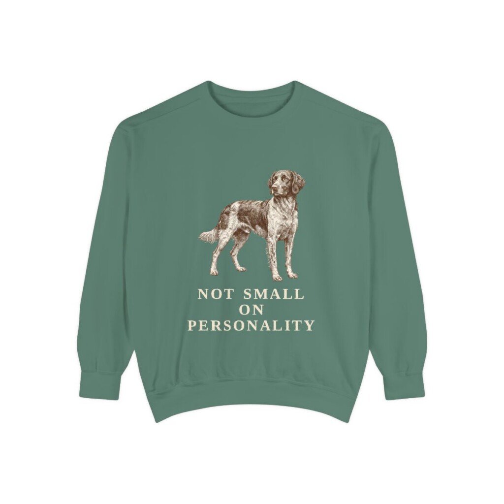 small-munsterlander-sweatshirt-humor-light-green Small Munsterlander Humor Sweatshirt, Light Green, front view