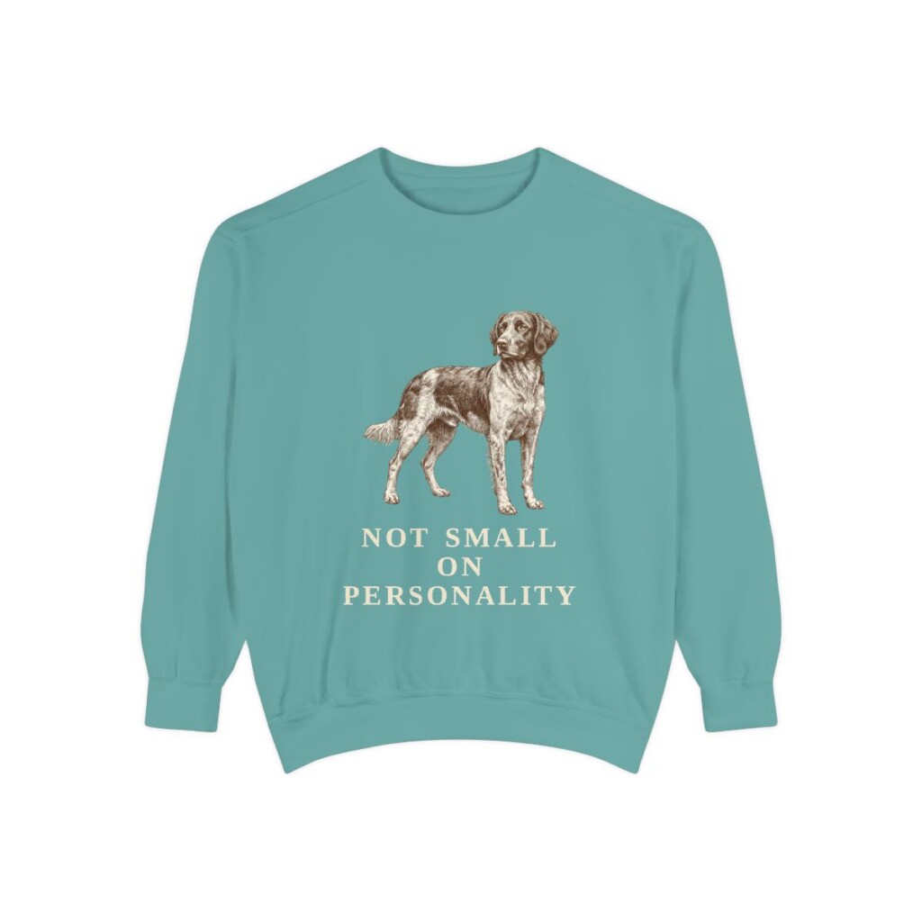 small-munsterlander-sweatshirt-humor-seafoam Small Munsterlander Humor Sweatshirt, Seafoam, front view
