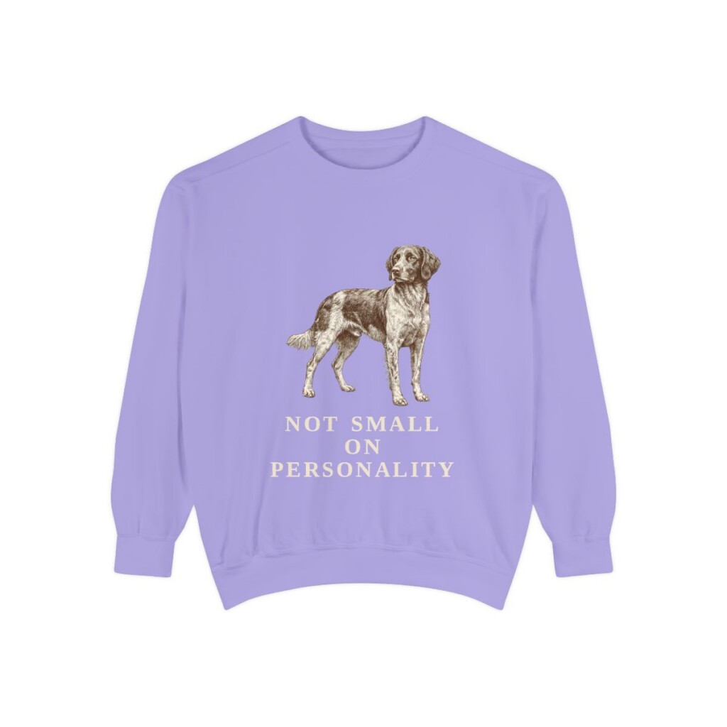 small-munsterlander-sweatshirt-humor-violet Small Munsterlander Humor Sweatshirt, Violet, front view