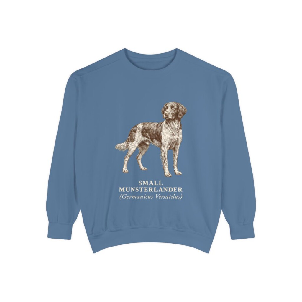 Small Munsterlander Latin Sweatshirt, Blue Jean, front view